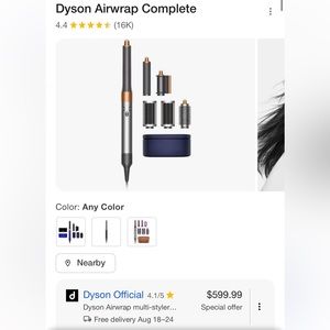 dyson air wrap complete used once, comes with everything